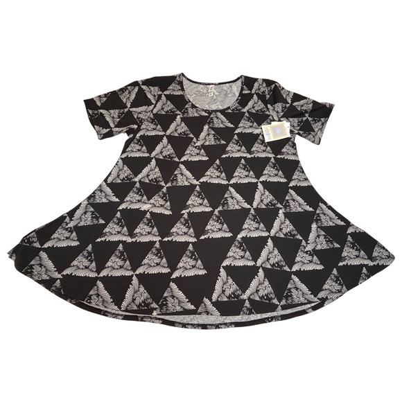 LuLaRoe Tops - LuLaRoe Womens Top Size 2XL Perfect T Black White Geometric Lines 2X XXL NWT